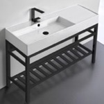 Scarabeo 5121-CON2-BLK Ceramic Console Sink and Matte Black Stand
